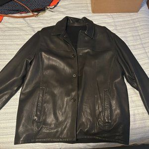 Andrew Marc New York Wool Lined Black Leather Jacket XXL